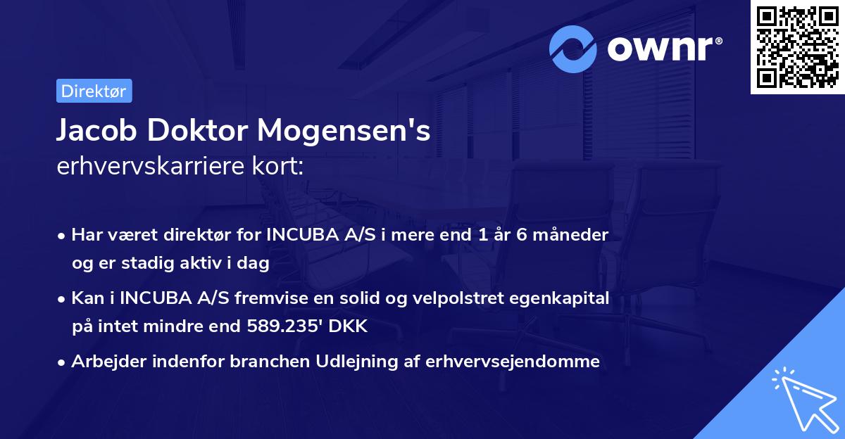 Jacob Doktor Mogensen's erhvervskarriere kort