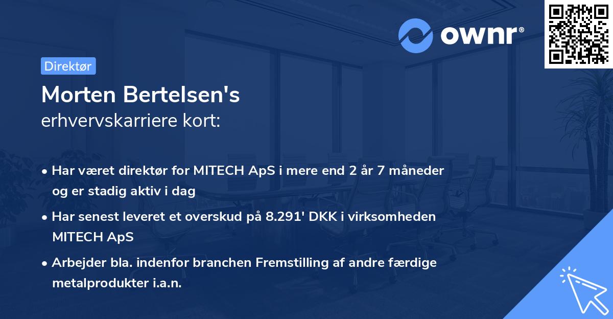 Morten Bertelsen's erhvervskarriere kort