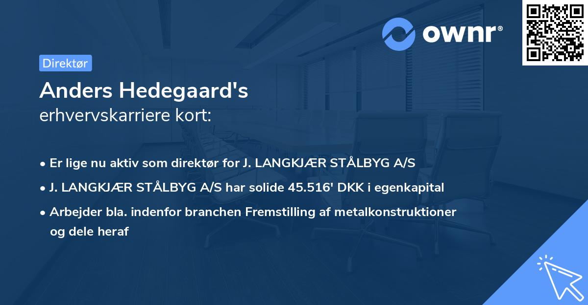 Anders Hedegaard's erhvervskarriere kort