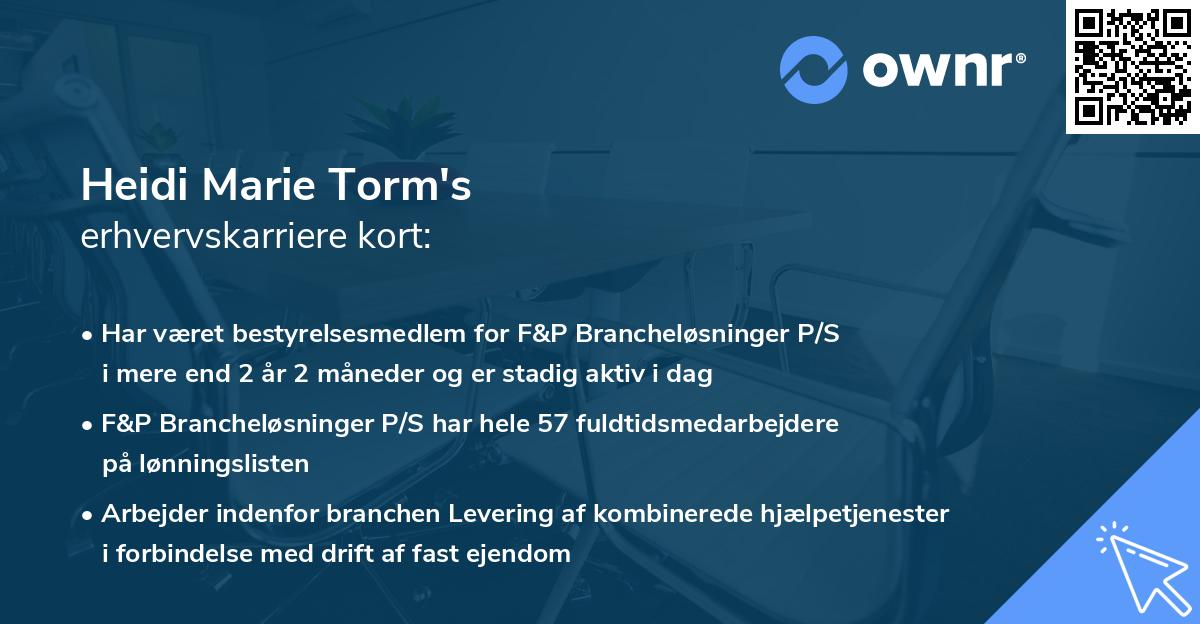 Heidi Marie Torm's erhvervskarriere kort