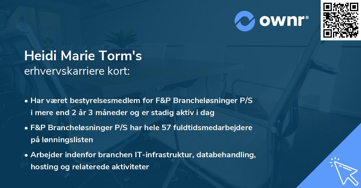 Heidi Marie Torm's erhvervskarriere kort