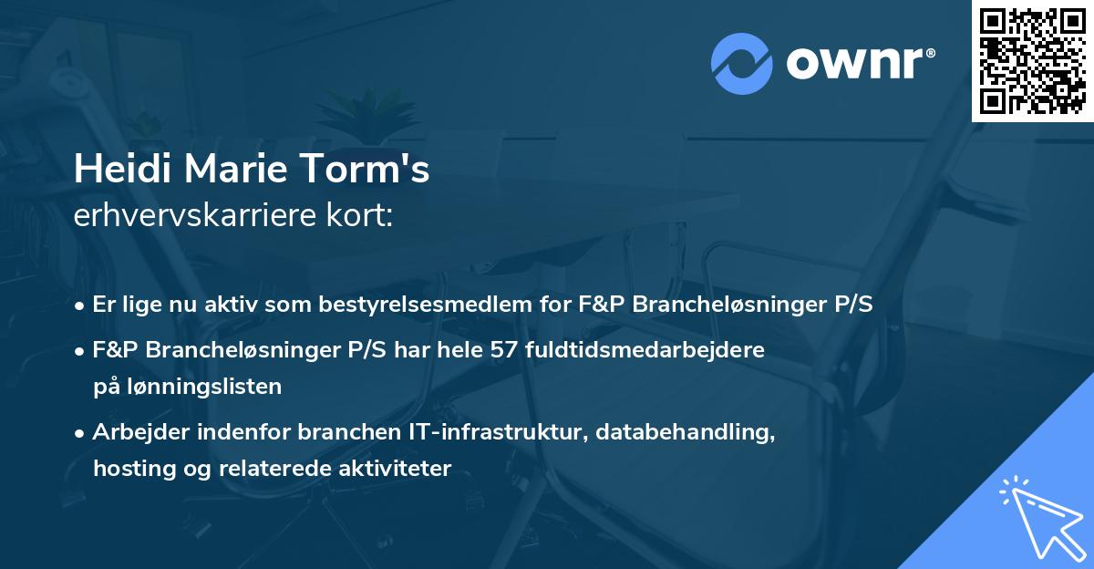 Heidi Marie Torm's erhvervskarriere kort