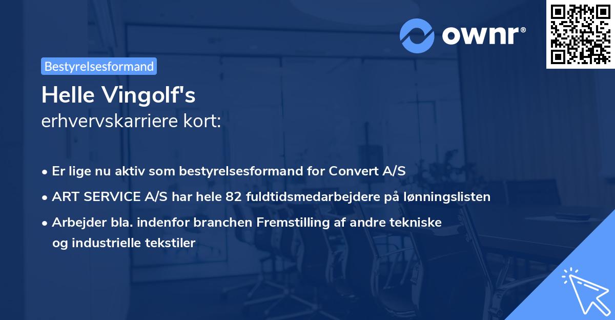 Helle Vingolf's erhvervskarriere kort