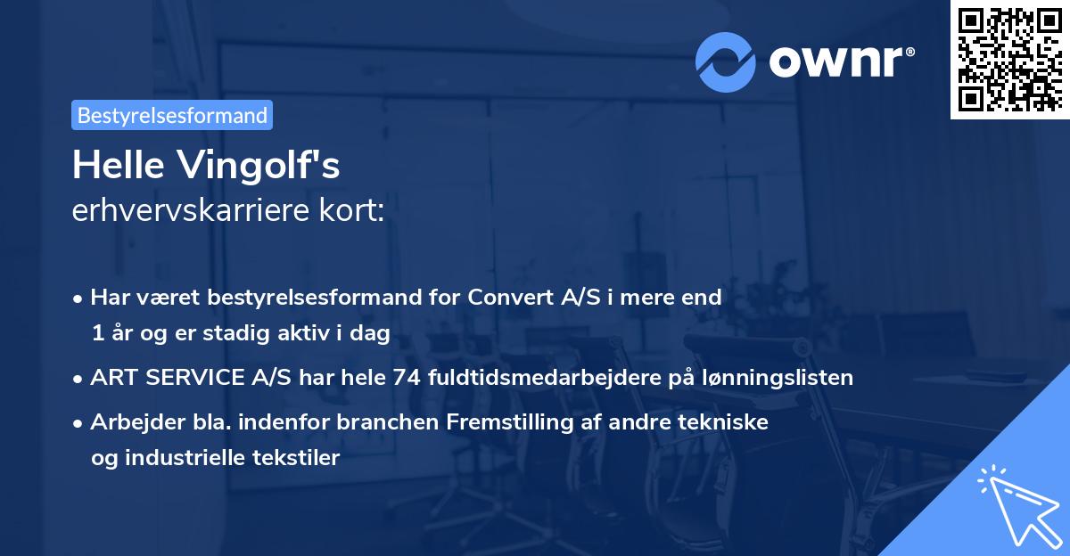 Helle Vingolf's erhvervskarriere kort