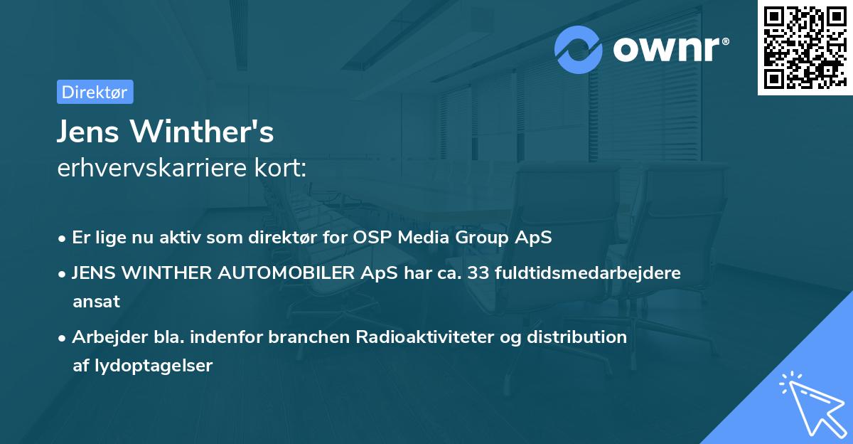 Jens Winther's erhvervskarriere kort