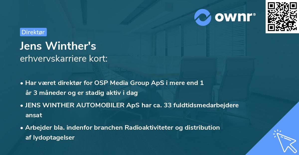 Jens Winther's erhvervskarriere kort
