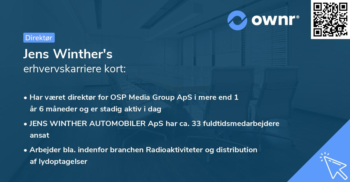 Jens Winther's erhvervskarriere kort