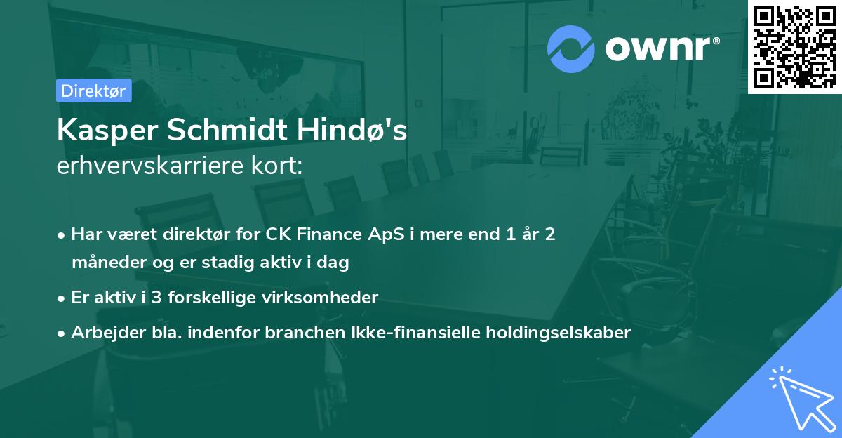Kasper Schmidt Hindø's erhvervskarriere kort