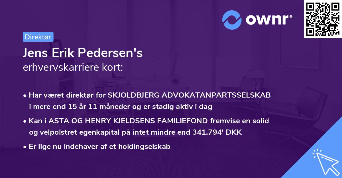 Jens Erik Pedersen's erhvervskarriere kort