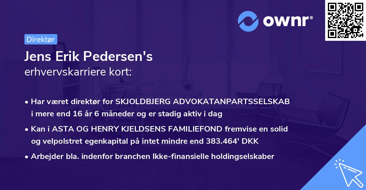 Jens Erik Pedersen's erhvervskarriere kort