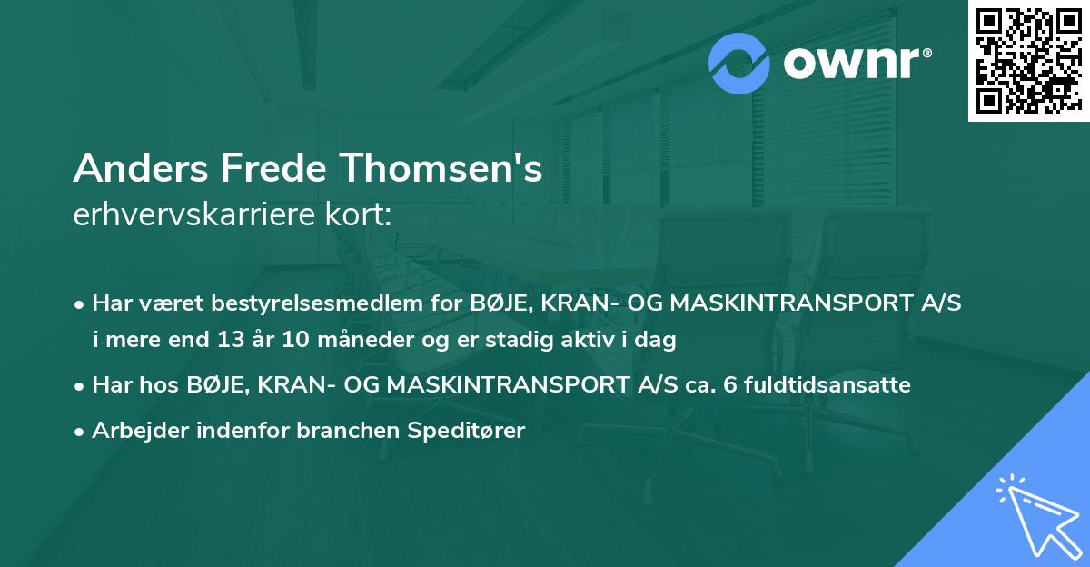 Anders Frede Thomsen's erhvervskarriere kort