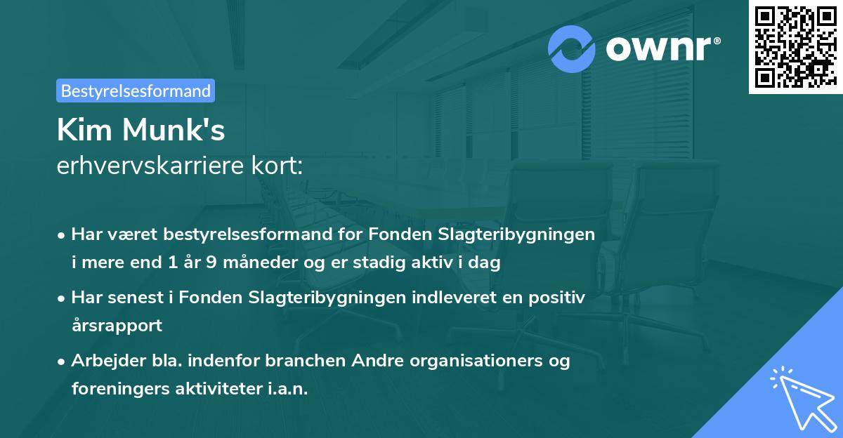 Kim Munk's erhvervskarriere kort
