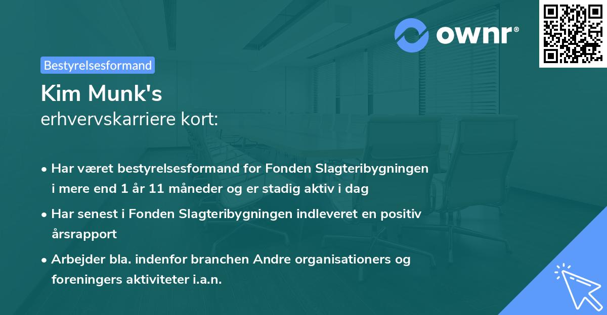Kim Munk's erhvervskarriere kort