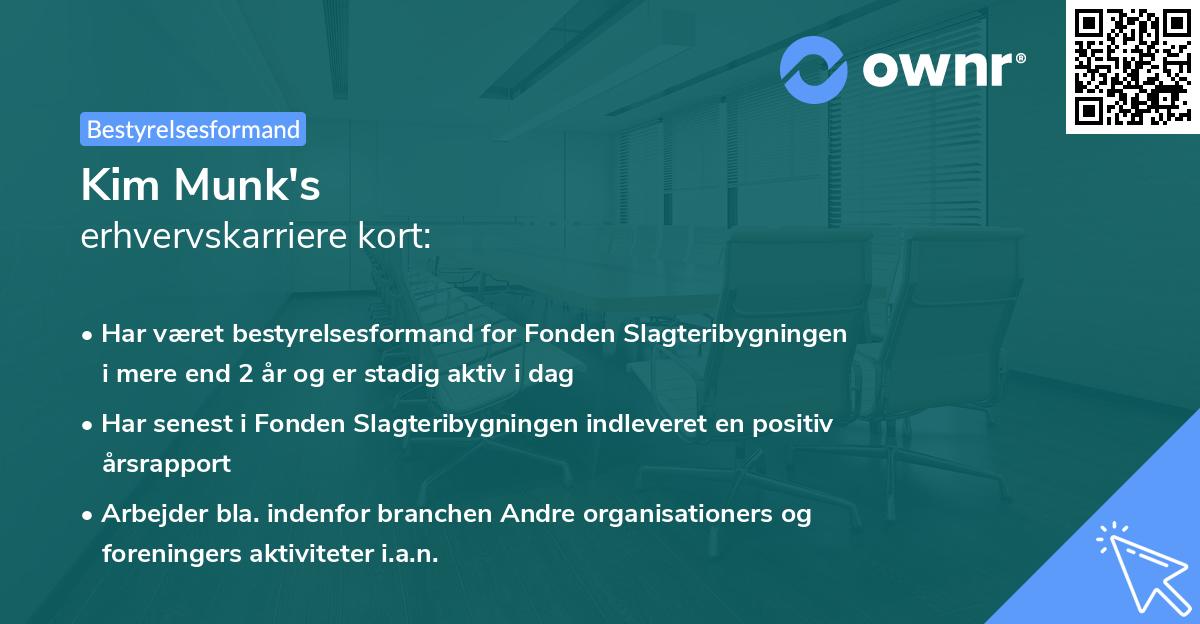 Kim Munk's erhvervskarriere kort