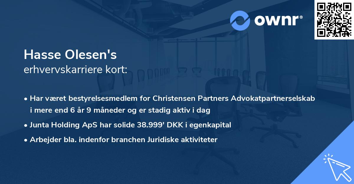 Hasse Olesen's erhvervskarriere kort