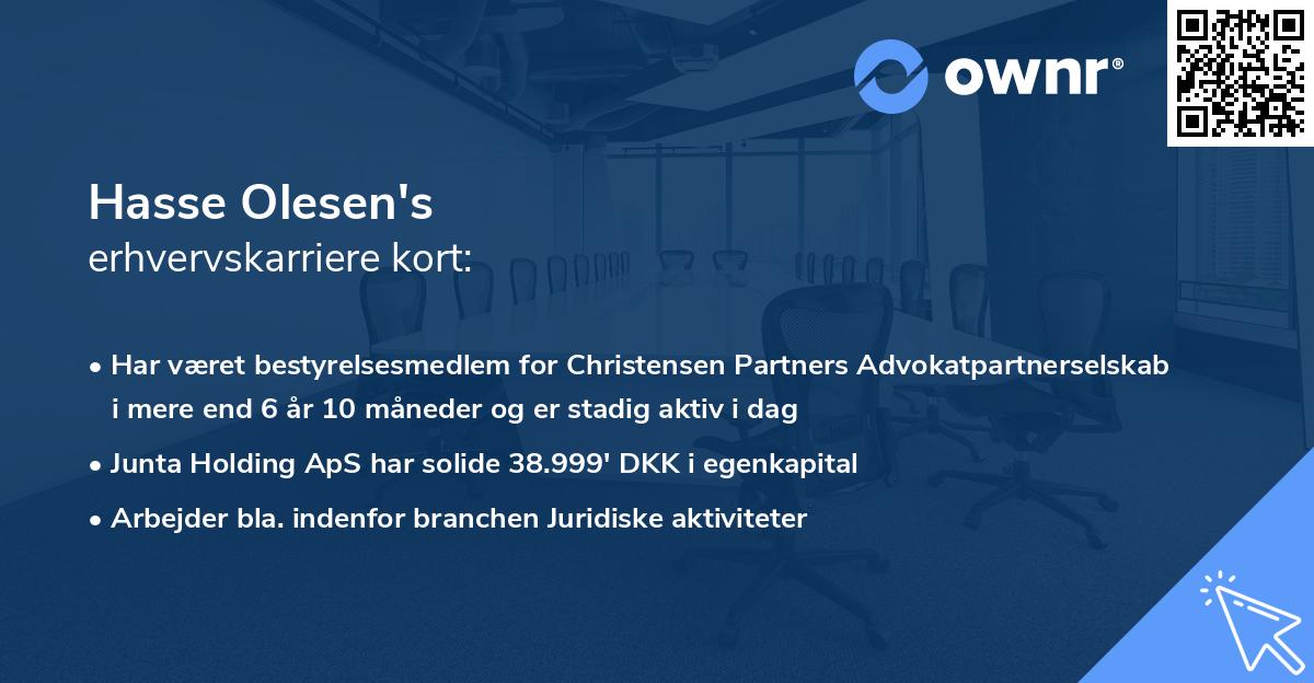 Hasse Olesen's erhvervskarriere kort