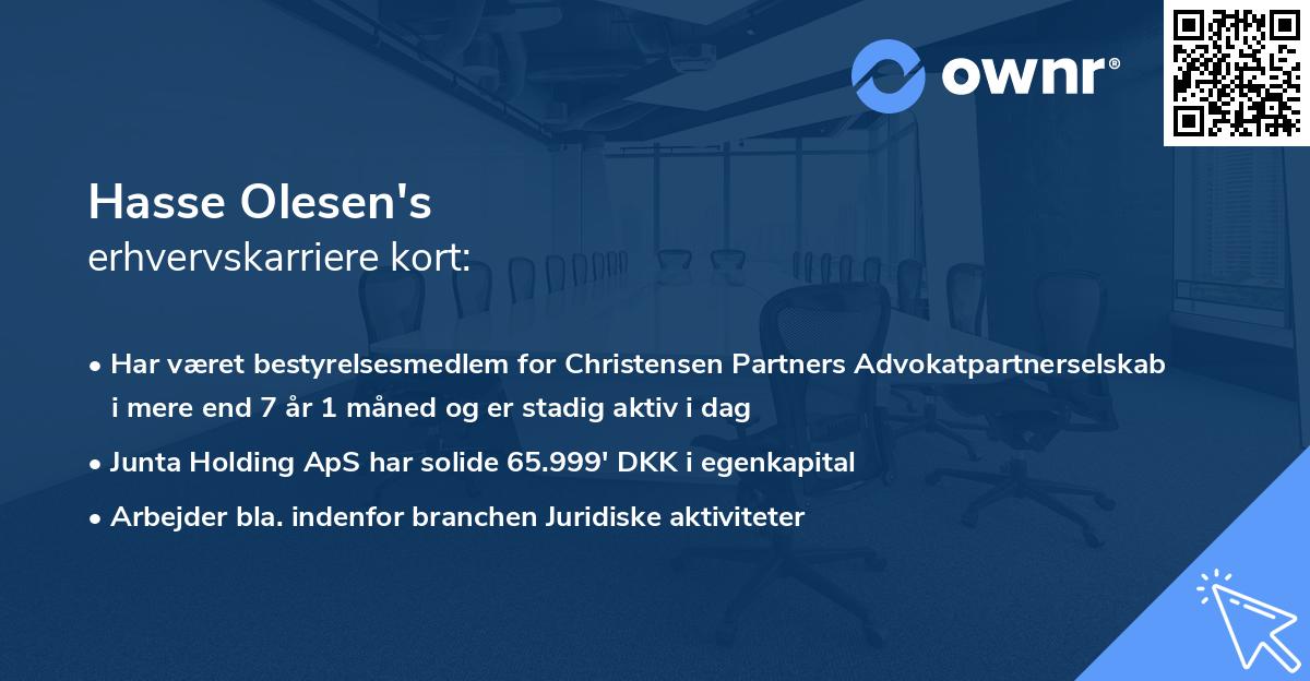 Hasse Olesen's erhvervskarriere kort