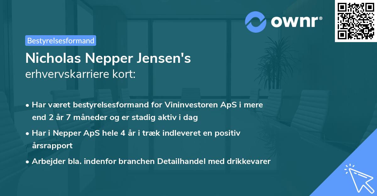 Nicholas Nepper Jensen's erhvervskarriere kort