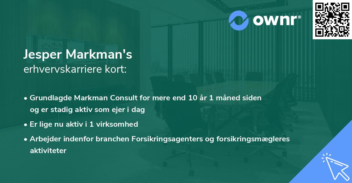 Jesper Markman's erhvervskarriere kort