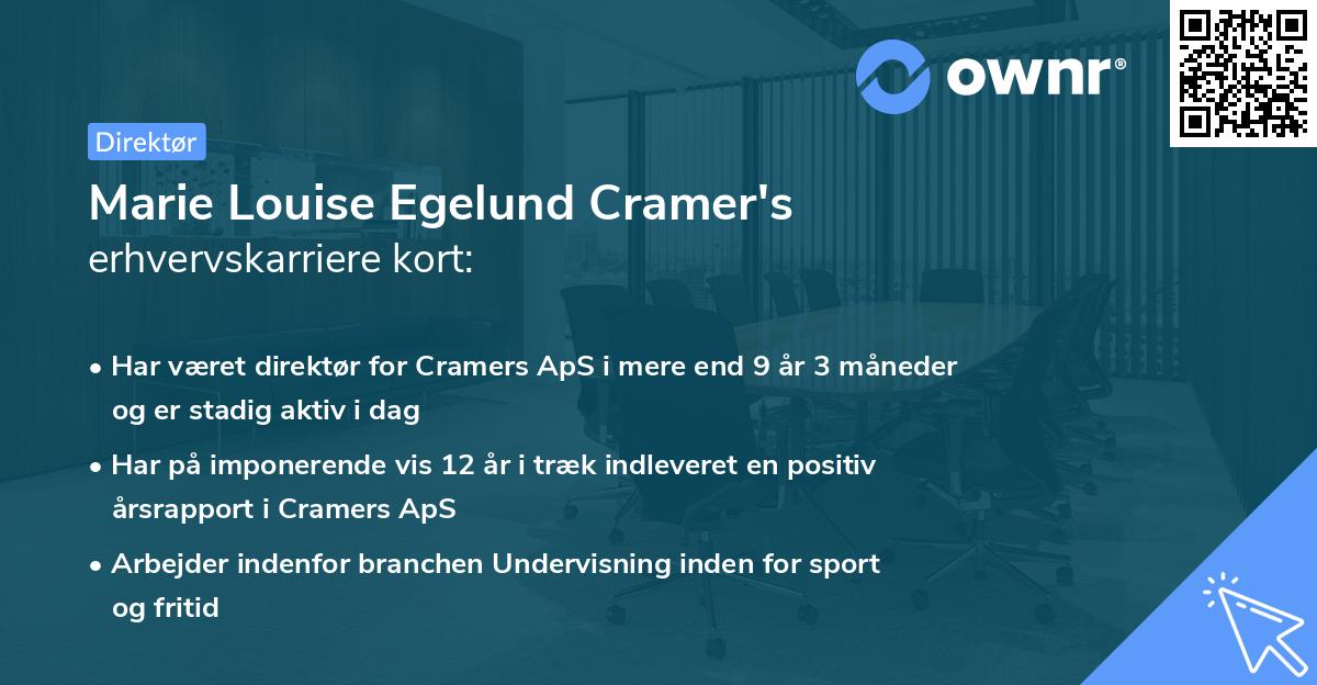 Marie Louise Egelund Cramer's erhvervskarriere kort