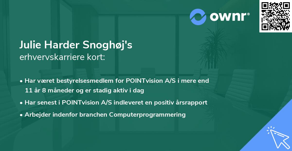 Julie Harder Snoghøj's erhvervskarriere kort