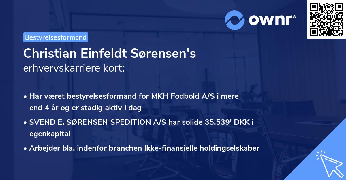 Christian Einfeldt Sørensen's erhvervskarriere kort