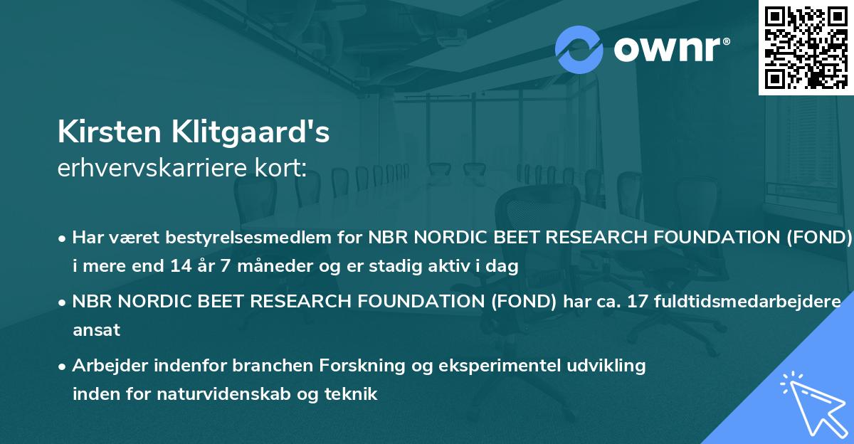 Kirsten Klitgaard's erhvervskarriere kort