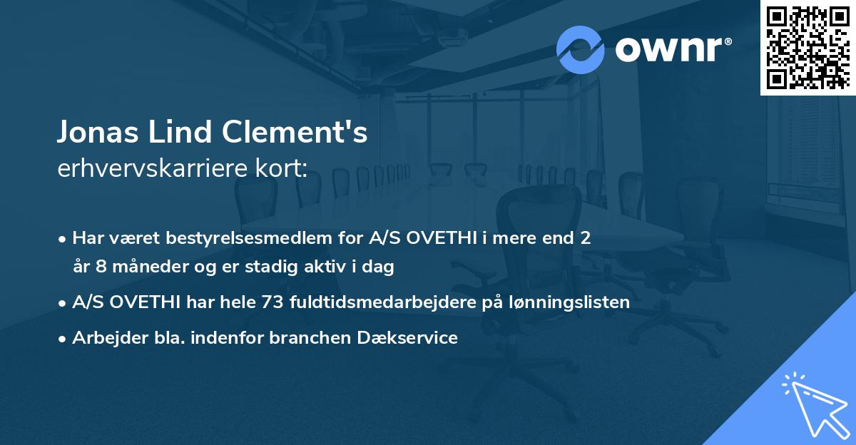 Jonas Lind Clement's erhvervskarriere kort
