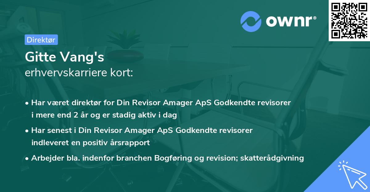 Gitte Vang's erhvervskarriere kort