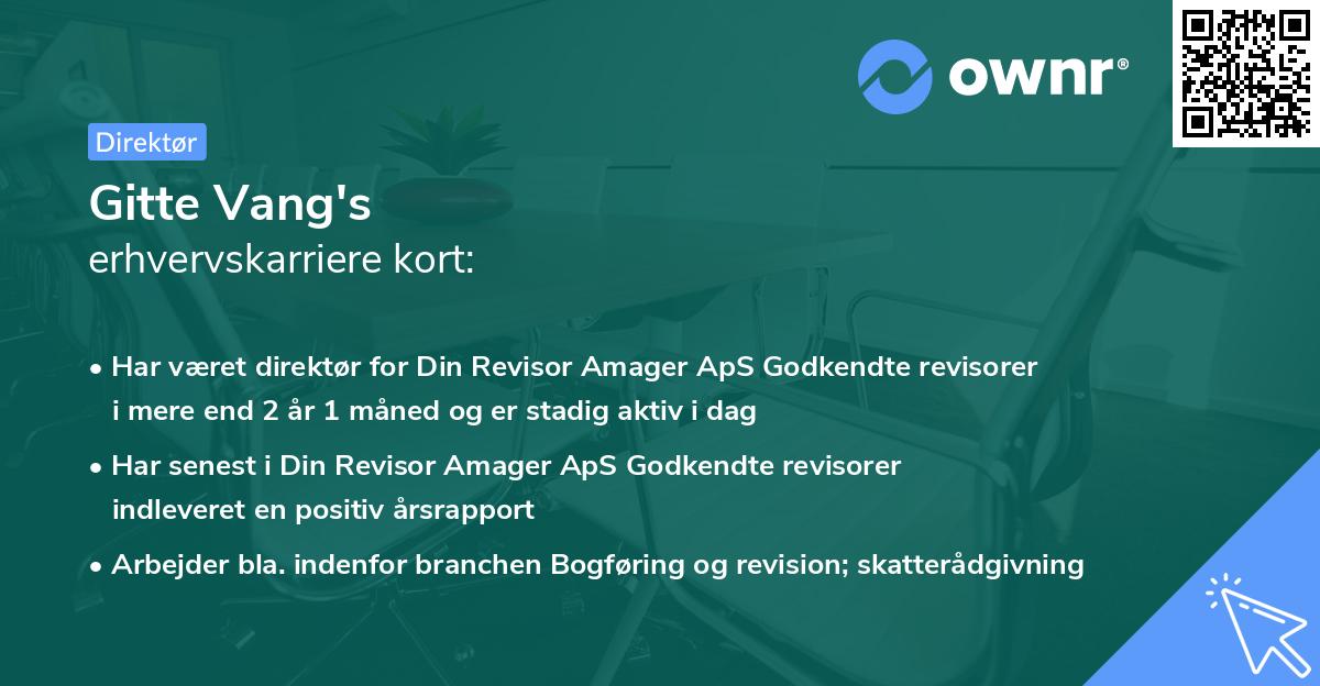 Gitte Vang's erhvervskarriere kort
