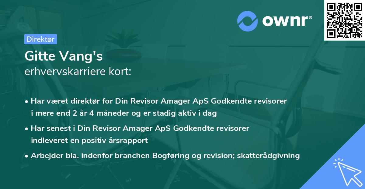 Gitte Vang's erhvervskarriere kort
