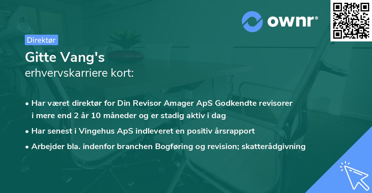 Gitte Vang's erhvervskarriere kort