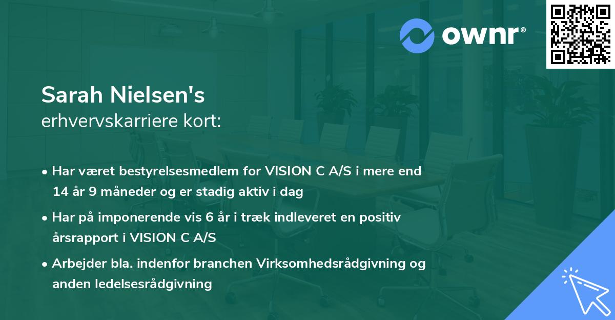 Sarah Nielsen's erhvervskarriere kort