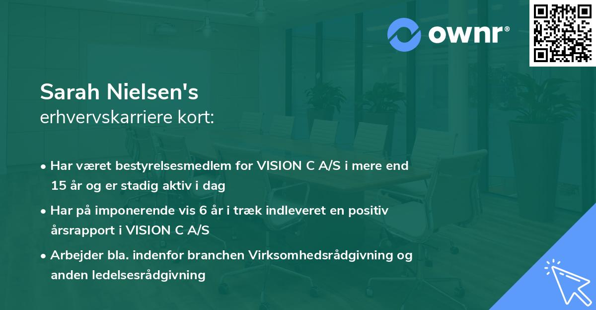 Sarah Nielsen's erhvervskarriere kort