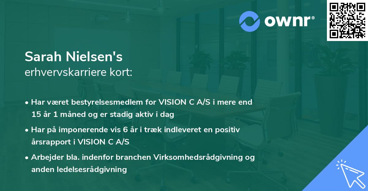 Sarah Nielsen's erhvervskarriere kort