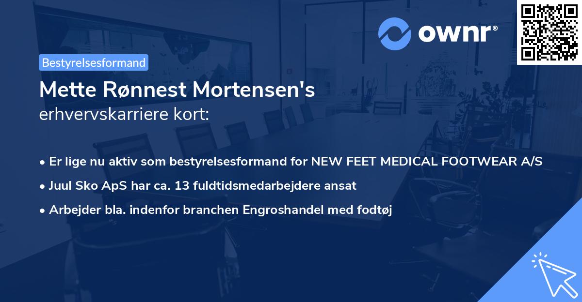 Mette Rønnest Mortensen's erhvervskarriere kort