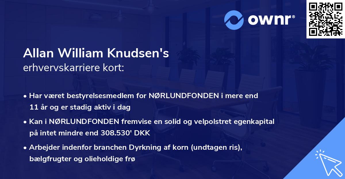 Allan William Knudsen's erhvervskarriere kort