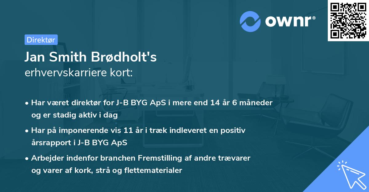 Jan Smith Brødholt's erhvervskarriere kort