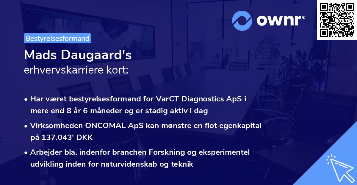 Mads Daugaard's erhvervskarriere kort