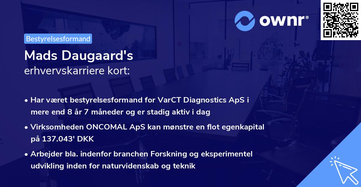 Mads Daugaard's erhvervskarriere kort