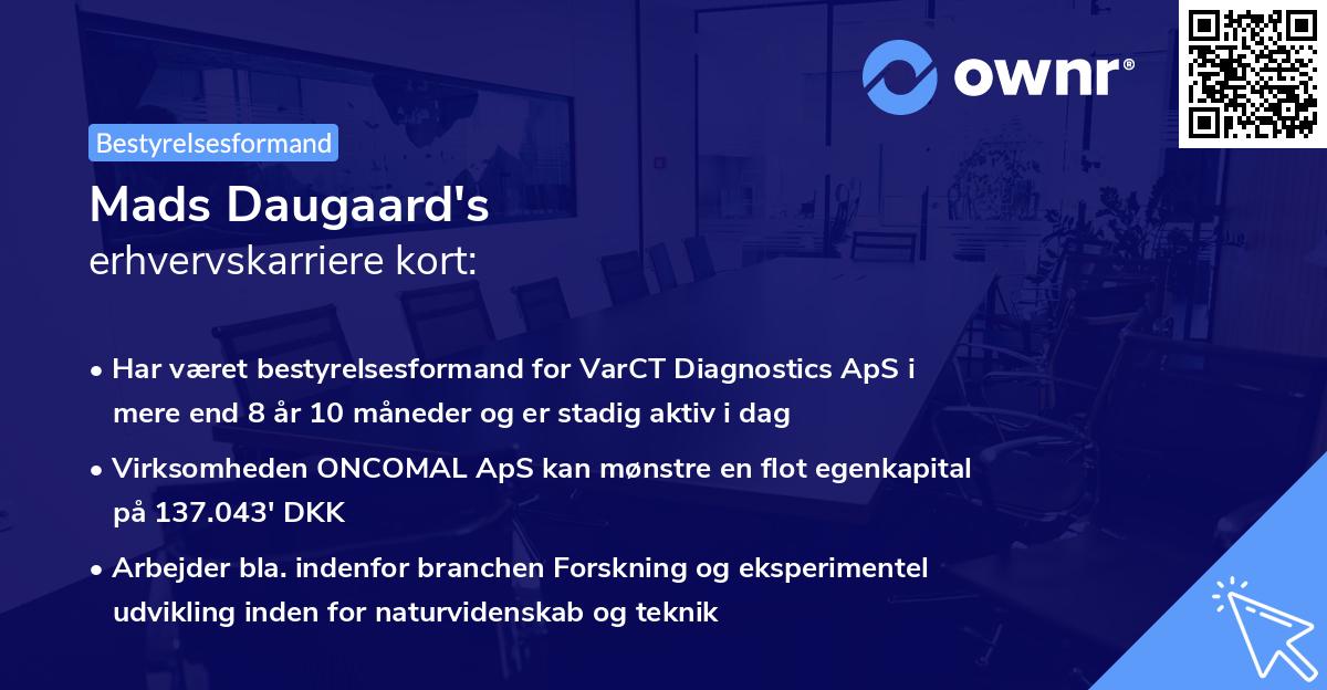 Mads Daugaard's erhvervskarriere kort