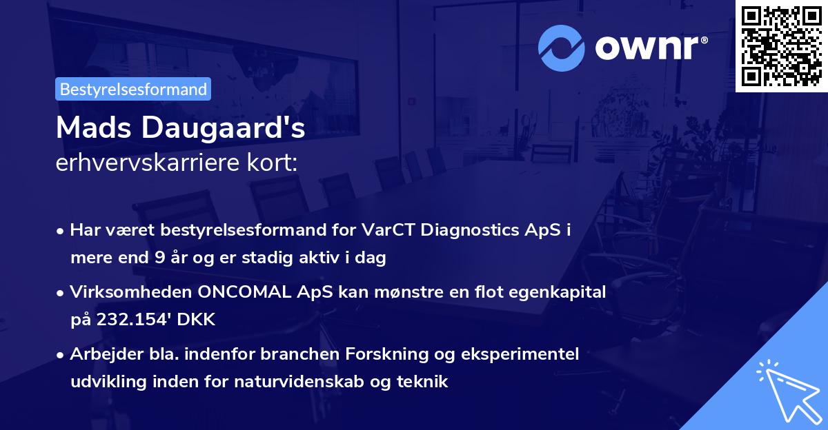 Mads Daugaard's erhvervskarriere kort