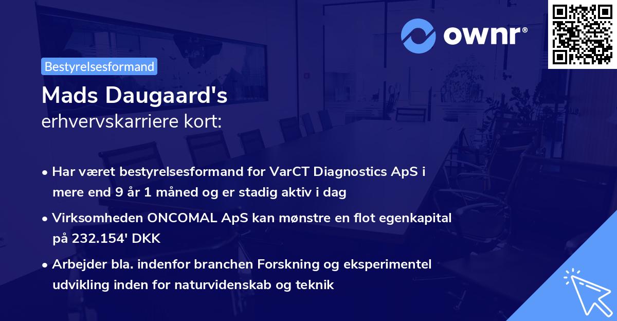 Mads Daugaard's erhvervskarriere kort