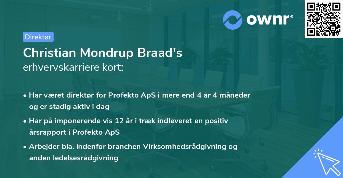 Christian Mondrup Braad's erhvervskarriere kort