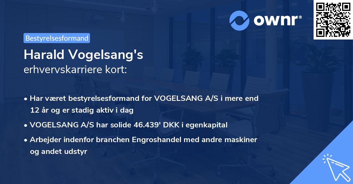Harald Vogelsang's erhvervskarriere kort