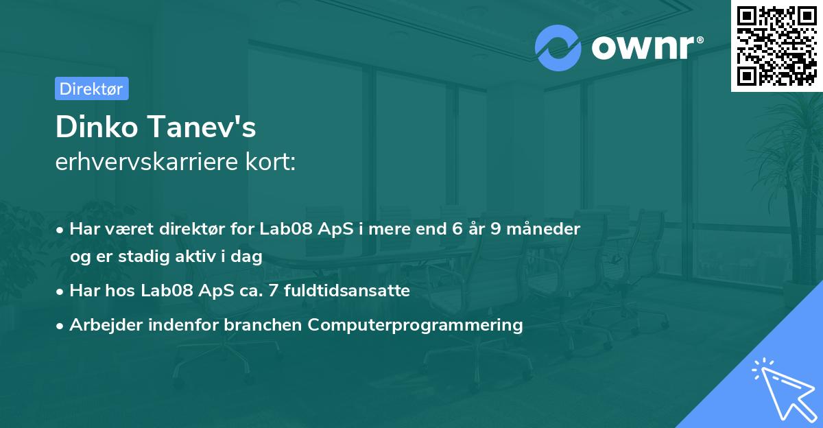 Dinko Tanev's erhvervskarriere kort