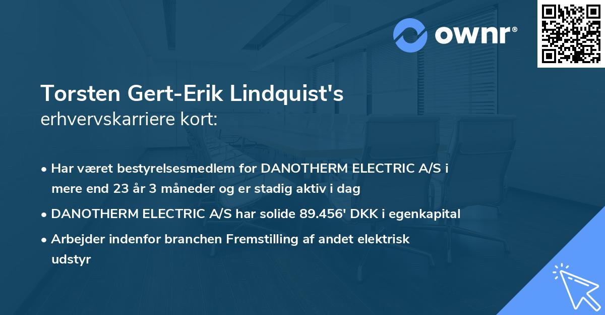 Torsten Gert-Erik Lindquist's erhvervskarriere kort