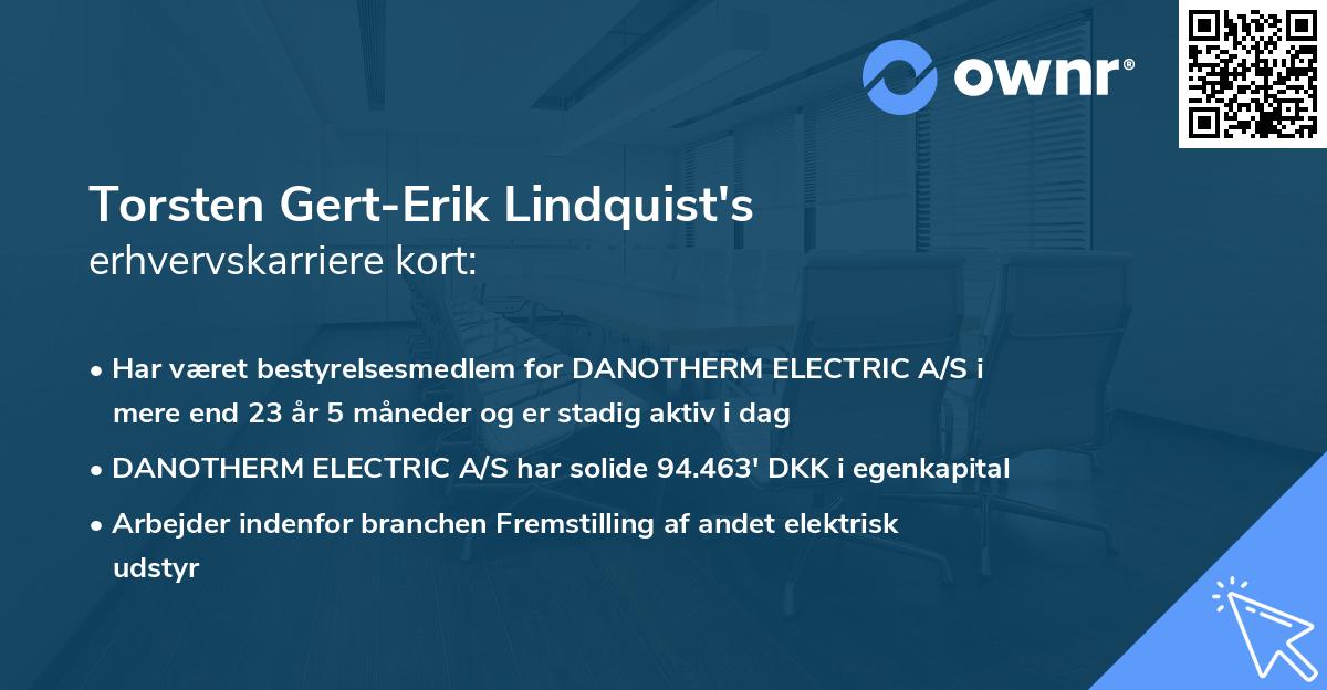 Torsten Gert-Erik Lindquist's erhvervskarriere kort
