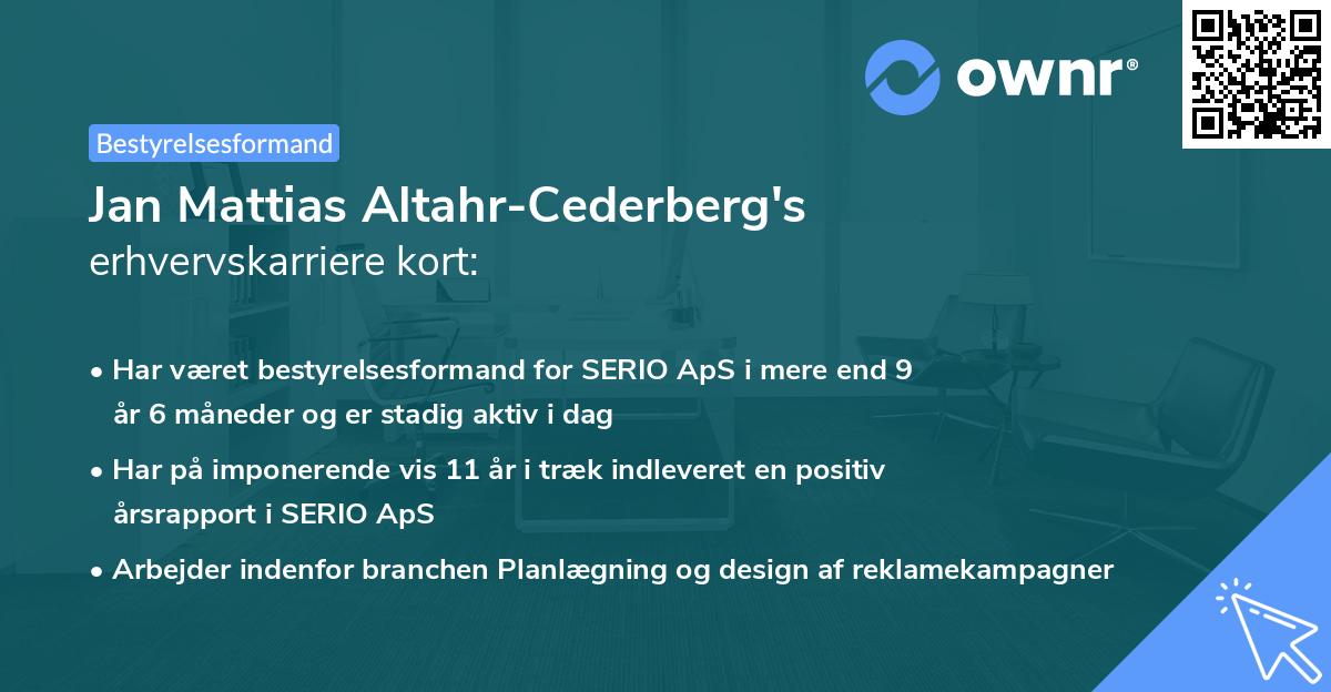 Jan Mattias Altahr-Cederberg's erhvervskarriere kort