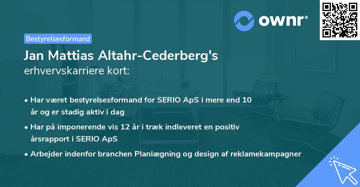 Jan Mattias Altahr-Cederberg's erhvervskarriere kort